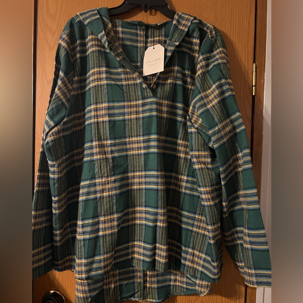 Green and Yellow Plaid Hoodie